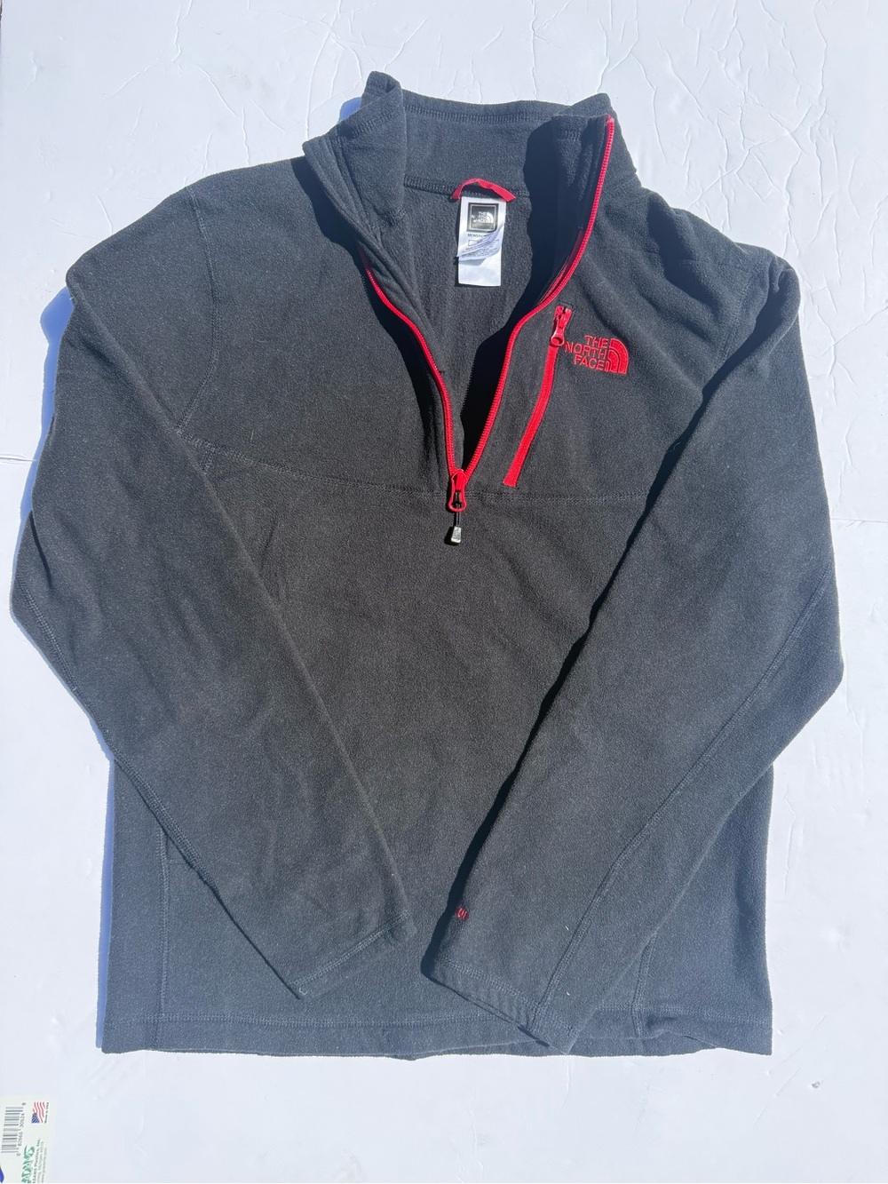 The North Face Men's Black Fleece Pullover with Red Trim